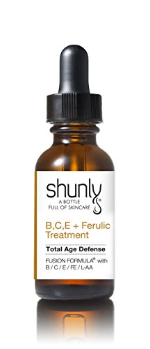 Shunly Skin Care B, C, E+ Ferulic Treatment - Total Age Defense antioxidant vitamin treatment serum with high concentrated with Vitamin B + Vitamin C + Vitamin E + Ferulic Acid + Hyluronic Acid.