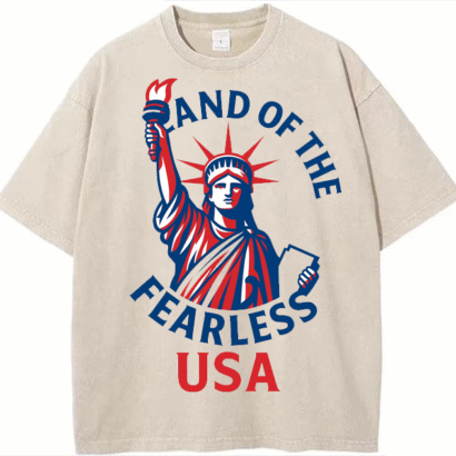 Urban Oversized  Heavyweight Streetwear T-shirt – Boldstep Essentials Land of the Fearless USA Tee