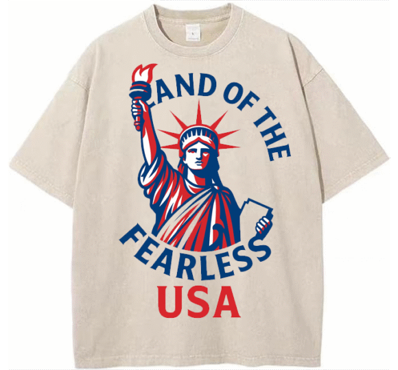 Urban Oversized  Heavyweight Streetwear T-shirt – Boldstep Essentials Land of the Fearless USA Tee