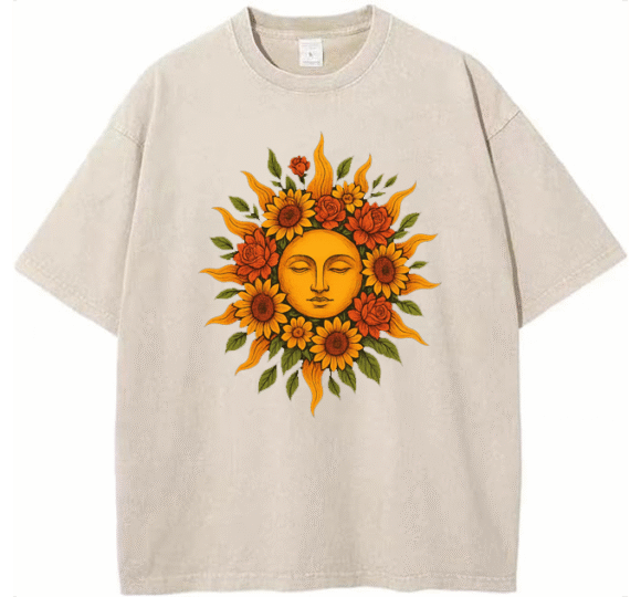 Urban Oversized  Heavyweight Streetwear T-shirt – Boldstep Essentials Solar Bloom Tee