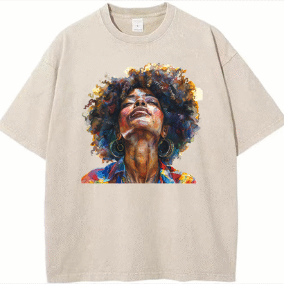 Urban Heavyweight Streetwear T-shirt – Woman in Deep Thought Oversized Tee