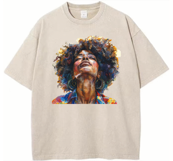Urban Heavyweight Streetwear T-shirt – Woman in Deep Thought Oversized Tee