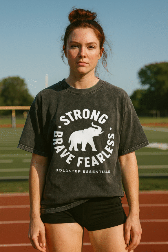Urban Oversized Heavyweight Streetwear T-shirt – Boldstep Essentials Strong Bold Fearless Tee - Image 3