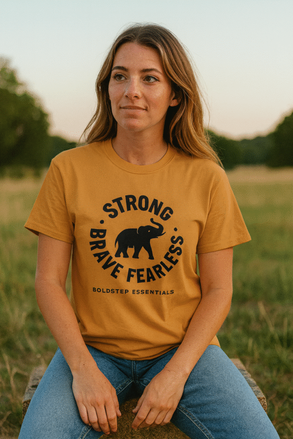 Boldstep Essentials Strong Bold and Fearless Unisex Heavyweight T-Shirt (7.5 oz.) - Image 3